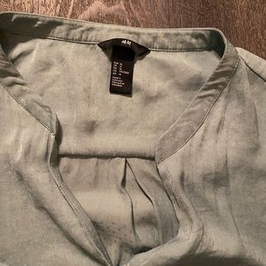 H&M, olive silk Business casual blouse